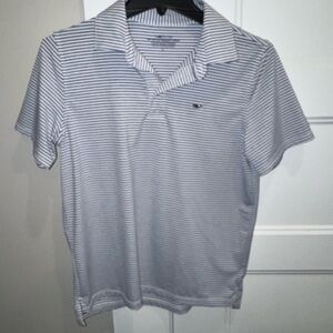 Vineyard Vines Men's Sankaty Polo Shirt Blue and White Stripes LIKE NEW!